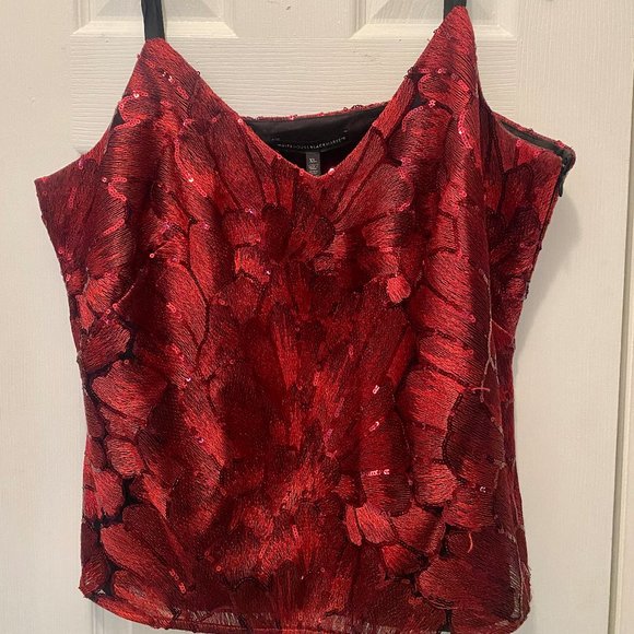 White House Black Market Tops - White House Black Market Red Sequin Camisole